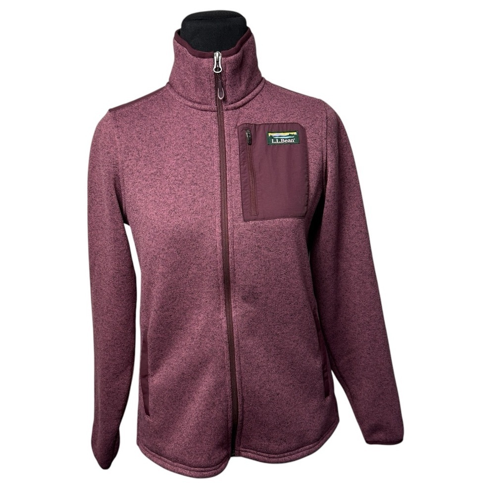 LL Bean Women’s Jacket Sweater Fleece Full-Zip XSmall Mauve Maroon Zip Pockets - Picture 8 of 9